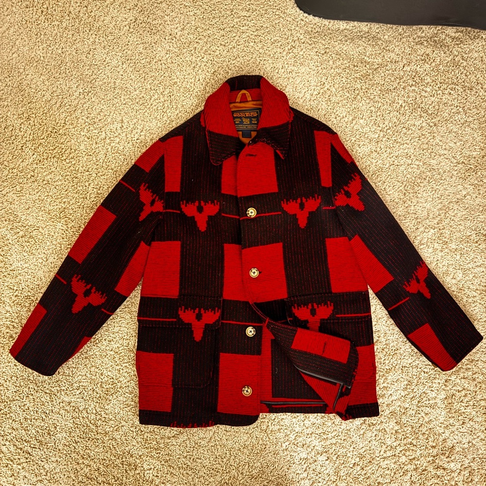Woolrich Woolen Mills John Rich and Bros Red and Black Plaid Jacket USA Medium